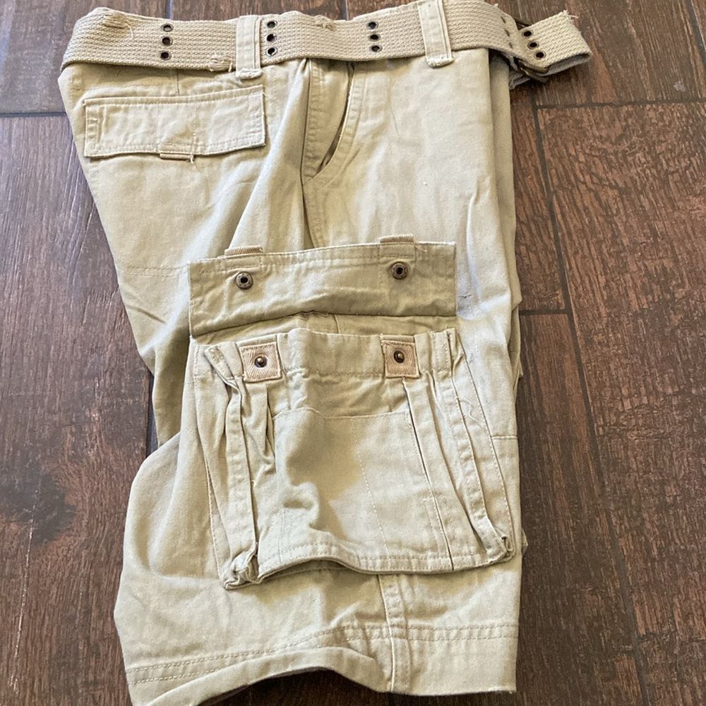 Ditch Plains New York Tan Cargo Shorts with Durable Fabric and Built-in Belt